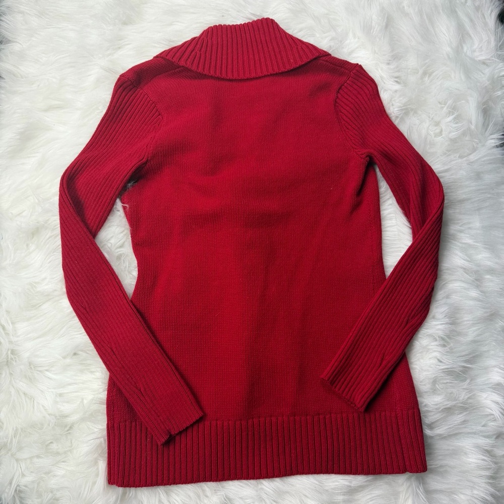Ralph Lauren Red Cardigan with Buckle Accent - Picture 2 of 5